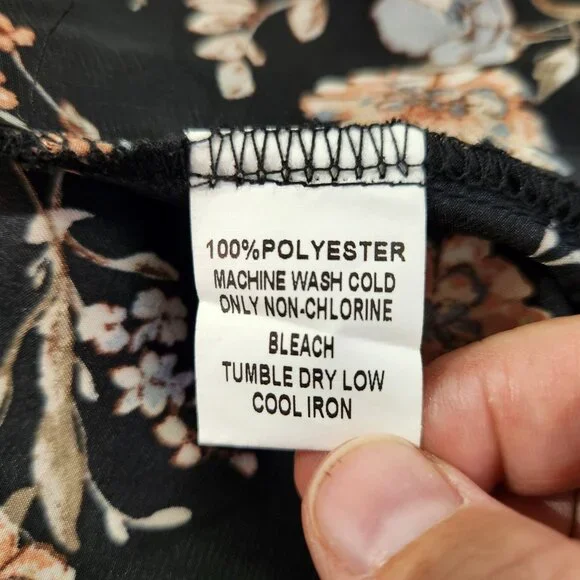 Papermoon Black Floral Empire Waist Long Sleeve Blouse New With Tags Women's S - Picture 11 of 12